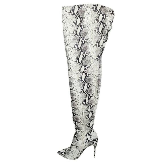 Steve Madden Snakeskin Print Thigh High Boot Size 7 Over-The-Knee Stretch Boots - Picture 1 of 13
